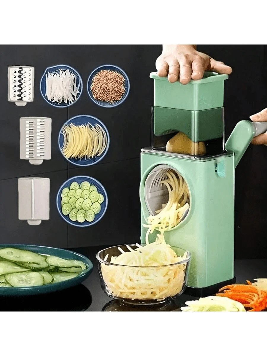 New Manual Vegetable Slicer, High Capacity Rotary Grater And Shredder, Food Chopper