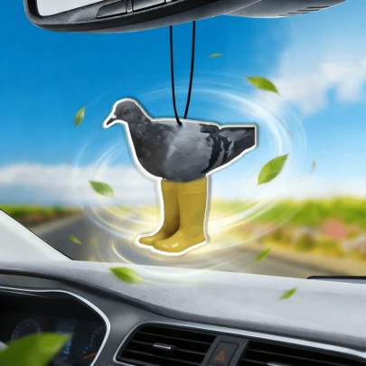 1/3 piezas Paloma divertida con botas amarillas Ambientador de coche | Perfumado natural, decorativo para espejo retrovisor, accesorio interior de coche como regalo de Navidad
