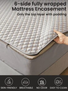 1 件装六面拉链床垫保护套，带绗缝内衬，适用于 8 英寸厚床垫，适用于单人床、双人床、大号床、厚床垫，透气静音，床垫套，理想的家居礼品，完美的节日礼物 - 淺灰色(床笠高20) - 查看 6