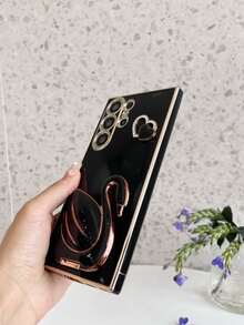 Heart Kickstand Phone Case With Hidden Kickstand, Electroplated Shock-Resistant Phone Case, Compatible With IPhone 11/12/13/14/15/16 Pro Max, S25/S22/S23/S24+, A01/A23/A54/A64, Redmi Note 14/13/12/11 Pro/11C/A3 And More - Black - View 2