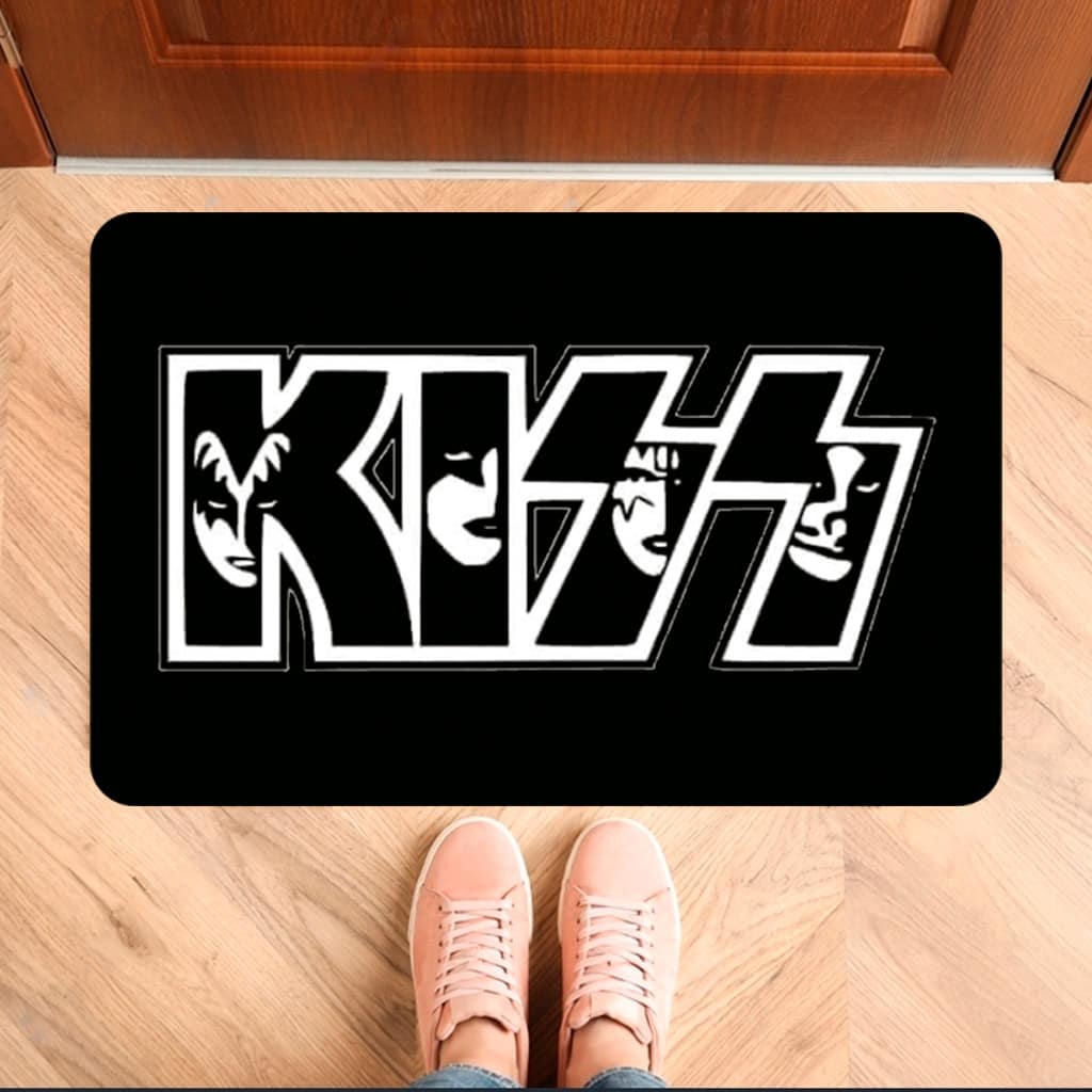 Tapete de Entrada para Porta Decorativo Banda Kiss- Antiderrapante Costura Reforçada ( Tap 342) - Multicolorido - Visão 1