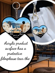 定制情侣祝福语亚克力钥匙扣，个性化钥匙扣，情侣钥匙扣，情人节礼物，生日礼物，周年纪念礼物，情侣礼物，家居装饰，纪念品，可爱，高品质，生日礼物，结婚纪念日纪念品 - 彩色 - 查看 4