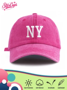1pc Men's Embroidered NY Washed Baseball Cap, Adjustable Casual Outdoor Snapback Hat