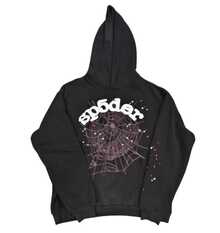 SP5DER Spider Worldwide Tracksuit Hoodie Cobweb Pattern Print Unisex Sweatshirt Men Women Graphic Outwear, Tracksuit Pullover Sweatshirt For Women Men Matching Hoodies For Couples - Black/hoodie - 查看 3