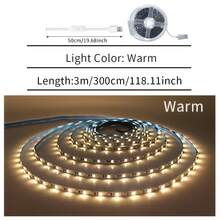 Strisce luminose a LED ad alta luminosità, alimentate tramite USB, con controllo a pulsante, strisce di illuminazione flessibili per decorazioni di sfondo, facile installazione, adatte per retroilluminazione TV, camera da letto, soggiorno, corridoio, cucina, decorazione fai-da-te - Bianco - Visualizzare 15