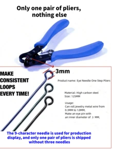 1pc One-Step Looping Plier, 1.5mm/2.25mm/3mm, Craft Wire, Used For Making Consistent Loops For Beading, Earrings, Necklaces And Bracelets, 1pc Diy Jewelry Tool, 0.5-2mm Soft Flex Wire Straightener, Used For Straightening Metal Wires, 1pc Professional Quality Jeweler's Saw, Jewelry Saw Frame With Adjustable Design For 12-144 Blades Used For Jewelry Making, (Note: Plier And Straightener Are Different Options, The Unit Price Is Different, Please Choose According To The Picture) - Blue - View 20