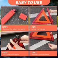 1pc Foldable Reflective Warning Triangle With Storage Box, Roadside Hazard Sign Safety Reflector, Car Emergency Breakdown Accessories