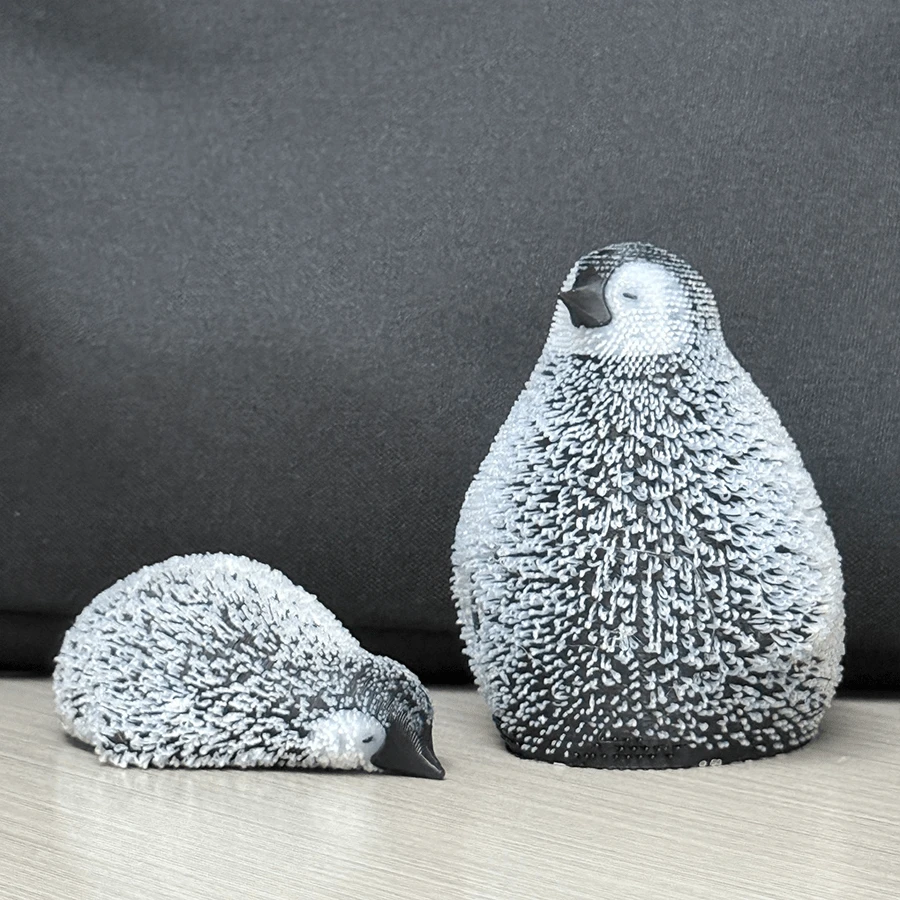 新款跨境3D打印夜光毛绒企鹅摆件，站立和卧姿 - 夜光藍 - 查看 1