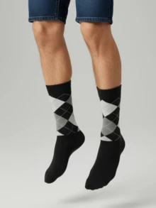 12/8/4/2/1 Pairs Men's Socks, Classic Diamond Plaid British Style Elongated Men's Mid-Calf Socks, Business Gentleman Socks - Multicolor - View 6