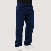 Men's Balloon Jeans, Baggy Wide Leg, Streetwear, Stonewashed, Graphite Gray, Casual Fashion - 深藍色 - 查看 9