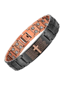Men's Magnetic Copper Bracelet, Adjustable Size, Cross Design, Ideal Gift For Him, Fashion Accessory, Wearable Charm - Cross Bracelet - View 1