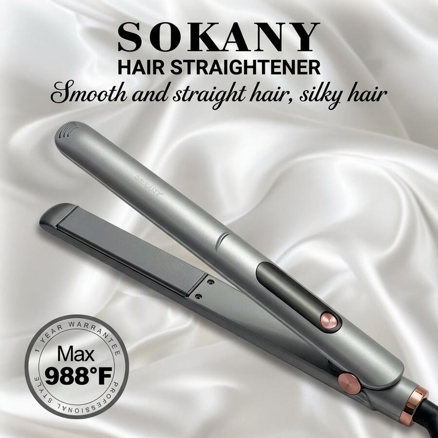 SOKANY SK-1924 多功能直发器，干卷直发三合一，合金材质，导热性好，直径21mm-30mm，均匀加热，减少头发损伤，智能温控直发夹，轻巧设计，方便携带，轻松打造日常发型，无论是直发还是卷发，都能轻松实现。 - 銀色 - 查看 1