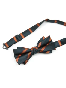 1件装 时尚绿色条纹双提花领结 - 衬衫领结 - 婚纱领结，涤纶材质 - 綠色 - 查看 5