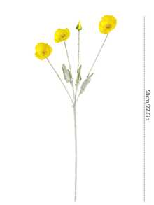 1/3/6支装仿真罂粟花，58厘米仿真花，适用于墙面、客厅、卧室、婚礼、派对装饰、桌面摆设、家居、厨房、婚礼中心装饰、办公室、花园、户外、房屋、庭院装饰，春夏秋冬皆宜。 - 黃色 - 查看 4