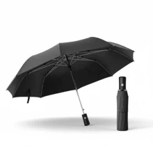 Automatic Opening And Closing Folding Umbrella - Compact Design - Ergonomic Handle, 8 Steel Ribs - Portable And Durable Outdoor Folding Umbrella, Sturdy And Durable Men's Business Umbrella, Windproof, Rainproof And Sun-Protective, Women's Dual-Use Sun And Rain Umbrella, Women's Gift, Automatic Opening/Closing, Stylish And Portable, Suitable For Sun And Rain. - Black - View 9
