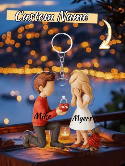 Customized Acrylic Keychain With Proposal Text, Personalized Couple Keychain, Valentine's Day Gift, Birthday Gift, Anniversary Gift, Couple Gift, Home Decor, Souvenir, Cute, High Quality, Birthday Gift, Wedding Anniversary, Graduation Souvenir, Mother's Day Father's Day Gift, Decorative, Exquisite, Adorable