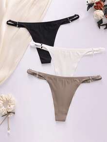 Set Of 6 Or 3 Seamless Thong Panties With Adjustable Waist, Imported Polyamide, For Everyday Use, Gym - Nhiều màu - Xem 8