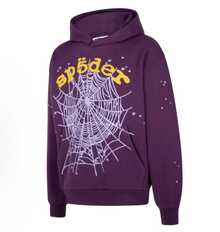 SP5DER Hoodie Spider Print Streetwear Unisex Oversized ,Sweatshirt For Men Women - 紫色 - 查看 2