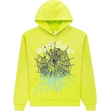 SP5DER Hoodie Spider Print Streetwear Unisex Oversized ,Sweatshirt For Men Women - 青檸色 - 查看 3