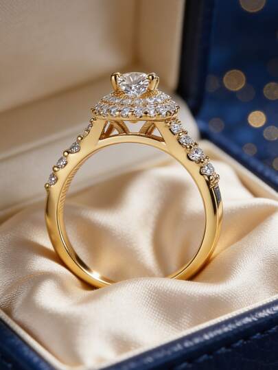 Women's Gold-Plated Double-Layer Ring - Luxurious Retro Style For Daily, Date, Party, Engagement, Ideal Gift For Girlfriend/Wife