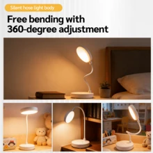 LED Desk Lamp With 3-Level Dimmer, Flexible Gooseneck, Eye-Caring Table Light, USB Powered, Switchable White To Warm Illumination, Ideal For Home Office Reading And Studying - White - View 4
