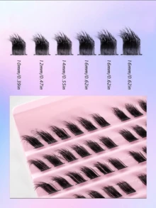120片D型卷翘睫毛簇，轻盈飘逸，打造自然浓密妆效，蓬松簇状睫毛，DIY睫毛嫁接，女士眼妆，新手友好，可重复使用，睫毛簇，单根睫毛，假睫毛。款式随机。 - D - 查看 6