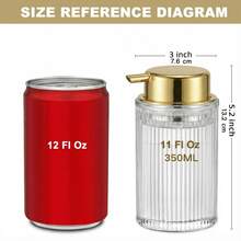 竖条纹透明玻璃泡沫皂液器，宽口设计，易于安装，加厚底部泵瓶，适用于浴室和厨房 - 均碼 - 查看 5