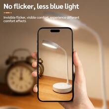 LED Desk Lamp With 3-Level Dimmer, Flexible Gooseneck, Eye-Caring Table Light, USB Powered, Switchable White To Warm Illumination, Ideal For Home Office Reading And Studying - Trắng - Xem 6