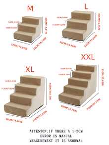 1个多色长方形斜坡攀爬梯，防滑小型犬沙发床台阶，适用于茶杯犬、小型犬、老年犬和猫的宠物楼梯，可拆卸海绵台阶，适合宠物使用 - 米色 - 查看 3