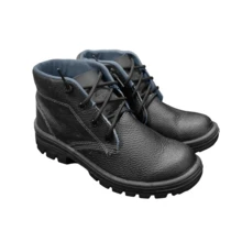 Men's Leather Safety Boot, Professional Black, Durable, Reinforced Toe, Lace-Up - 黑色 - 查看 5