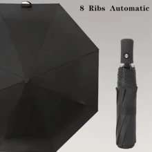 Automatic Opening And Closing Folding Umbrella - Compact Design - Ergonomic Handle, 8 Steel Ribs - Portable And Durable Outdoor Folding Umbrella, Sturdy And Durable Men's Business Umbrella, Windproof, Rainproof And Sun-Protective, Women's Dual-Use Sun And Rain Umbrella, Women's Gift, Automatic Opening/Closing, Stylish And Portable, Suitable For Sun And Rain. - Black - View 2