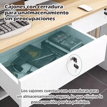 Mostrador De Recepción Escritorio 120cm Moderno Con Cajones Con Cerradura - Blanco - Ver 4