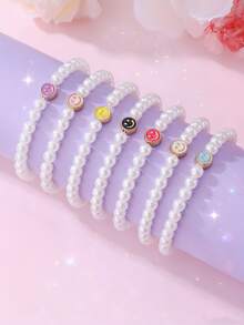 7pcs/Set Fashionable & Elegant Heart Pearl Bracelet Set - Multicolor - View 8