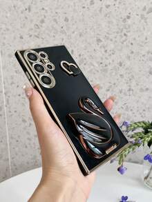 Heart Kickstand Phone Case With Hidden Kickstand, Electroplated Shock-Resistant Phone Case, Compatible With IPhone 11/12/13/14/15/16 Pro Max, S25/S22/S23/S24+, A01/A23/A54/A64, Redmi Note 14/13/12/11 Pro/11C/A3 And More - Black - View 4