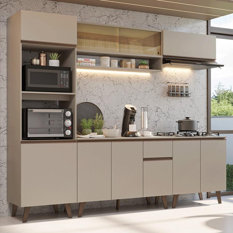 Cocina Integral Completa Modular Madesa Nice 260cm Crema 01 - Beis - Ver 1