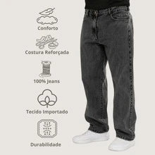 Balloon Pants Men's Jeans Bag Wide Leg Streetwear Faded Graphite Gray - Xám - Xem 3