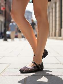 Women's Doll Shoes With Buckle Straps Lightweight And Comfortable Canvas New Summer Walking Shoes - 黑色 - 查看 3