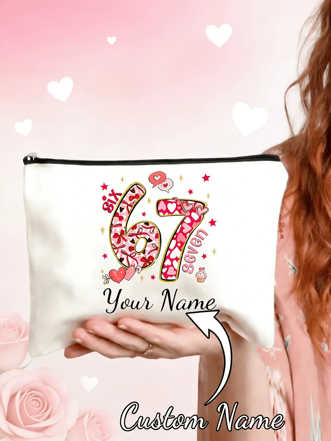 Customizable Cosmetic Bag, Personalized Toiletry Bag, Personalized Bridesmaid Gift, Customizable Zipper Makeup Bag, Lightweight, Coin Purse For Commuting, Business & Casual, Beauty Accessories, Travel Essentials, Multifunctional, Suitable For Her, Girlfriend, Mom, Boyfriend, Friend, Ideal Gift For Anniversary, Birthday, Winter, Valentine's Day, New Year, Ramadan - Multicolor - View 1