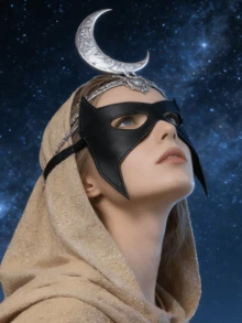 Máscara de Fantasia Luxuosa de Couro Preto e Vermelho Estilo Olho de Gato Metade, Fantasia de Halloween, Cosplay, Vestido Elegante, Maquiagem, Acessórios para Festa de Mascarada - Preto EM-195 - Visão 3