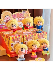 6pcs Explosion Head Cute Blind Box Decorations, Creative Niche Birthday Gift, Crayon Shin-Chan Peripheral Blind Box Gift, Random Explosion Head Style - Multicolor - View 3