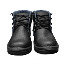 Men's Leather Safety Boot, Professional Black, Durable, Reinforced Toe, Lace-Up - 黑色 - 查看 4