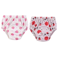 3条装婴儿如厕训练裤，防水防漏可重复使用透气印花尿布内裤，男女通用 - 淺粉色 - 查看 36