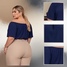 SUMMER 2026 PROMOTION - Plus Size  Blouse, Young, Chic, Elegant Fashion, Premium Dunas Fabric, BEACH - EVERYDAY - WORK - 藏蓝色 - 查看 2