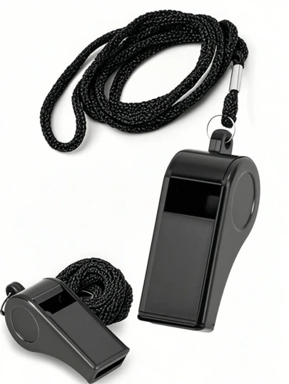 1/2/4/8pcs Black Emergency Whistle With Lanyard, Sports Whistle, Party Favor, Suitable For Football, Basketball Games, Birthdays, Weddings, Loud & Clear Sound, Plastic Whistle, Great For Lifeguards, Self-Defense, And Emergency Use, Party Whistle