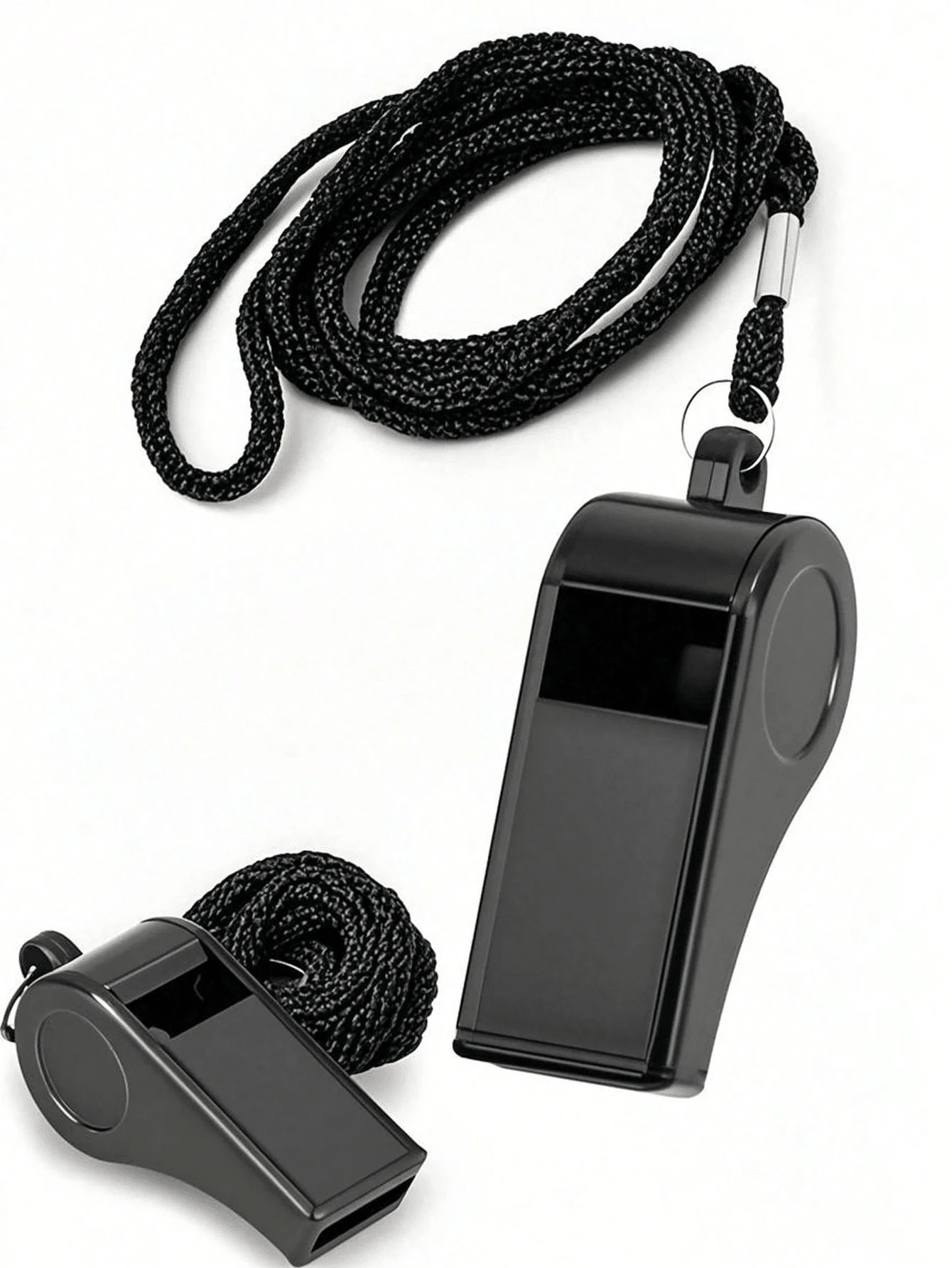 1/2/4/8pcs Black Emergency Whistle With Lanyard, Sports Whistle, Party Favor, Suitable For Football, Basketball Games, Birthdays, Weddings, Loud & Clear Sound, Plastic Whistle, Great For Lifeguards, Self-Defense, And Emergency Use, Party Whistle - Black - View 1
