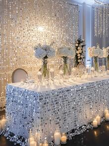 Bộ sequin màu xám bạc, phụ kiện cưới lấp lánh mộng mơ, đồ trang trí treo bằng PVC dùng làm phông nền cổng cưới, rèm ngăn phòng, phù hợp cho các bữa tiệc và lễ kỷ niệm tại nhà, chất liệu bền nhẹ. - nhiều màu - Xem 3