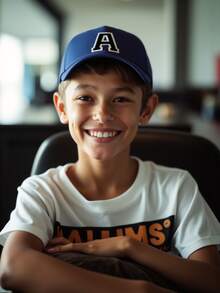 1pc Kids Breathable Letter Embroidered Baseball Cap, Girls' Mesh Adjustable Outdoor Casual Hat, Age 3-14 - Navy Blue - View 4