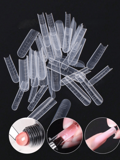 48Pcs Dual Nail Form Clear Quick Extension Mold For Poly Uv Nail Gel 12 Sizes Coffin Tips Nail Mold Reusable Nails Mold Accessories Coffin False Nail Molds Half Cover Builder Gel For Nails Acrylic Nail Forms Fit Diy At Home