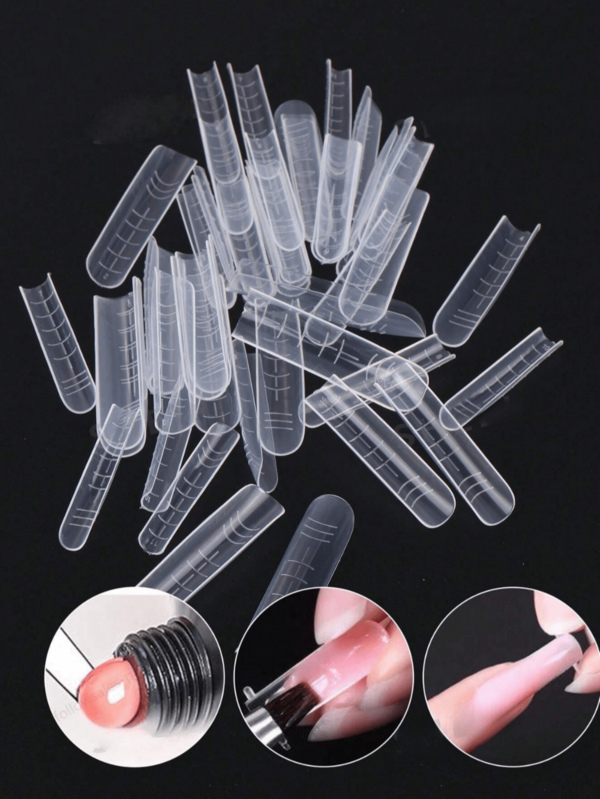 48Pcs Dual Nail Form Clear Quick Extension Mold For Poly Uv Nail Gel 12 Sizes Coffin Tips Nail Mold Reusable Nails Mold Accessories Coffin False Nail Molds Half Cover Builder Gel For Nails Acrylic Nail Forms Fit Diy At Home