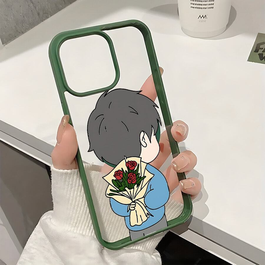 Patrón de Chico sosteniendo flores, Funda magnética de acrílico con acabado mate, compatible con la carga inalámbrica,Función de succión magnética,panel trasero rígido de acrílico , Compatible con Apple 17Air/16E/15/14/13/12/11/XR/XS/PRO/PLUS/PROMAX/MINI, Galaxy S/A/M 26/25/24/23/56/55/54/53/36/35/34/33/32/16/15/14/13/12/06/05/04/03/02 FE/Plus/Ultra, Poco/Redmi/Note 13/12/11/10/9/8/X7/X6/X5/X4/M6/M5/M4/F7/F6/F5/C75/C65/C40, G84/82/71/54/52/51/34/24/22/13/04/E40/E22/E20/E14/Edge30,Infinix Note40|Hot30|Gt20, Esta Funda es Ideal Para Uso Diario y También un Regalo Perfecto Para Amigos o Pareja - Verde - Ver 1